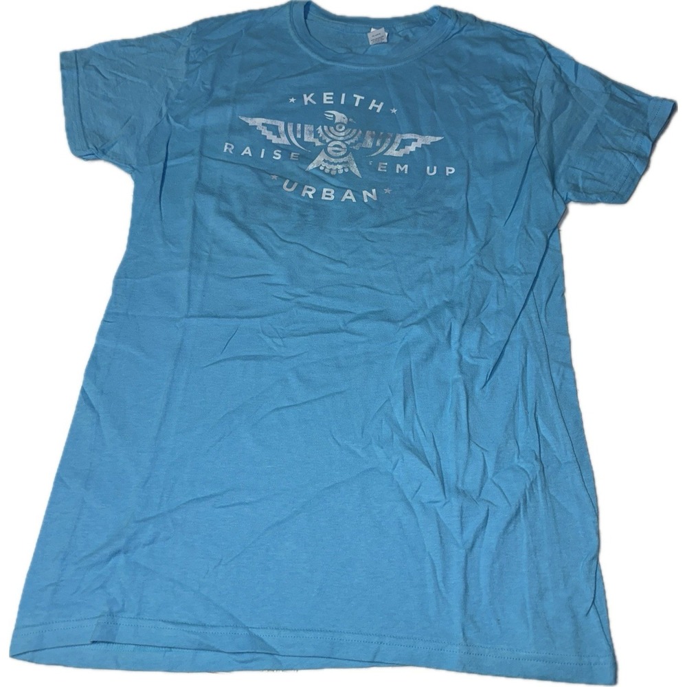 Keith Urban Raise Them Up‎ Blue Tee Women's Size M Country Music T-Shirt